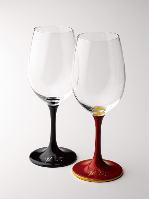木製漆塗りのワイングラス「Japan Glass」イニシャル入れサービスを 